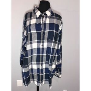 Weatherproof Vintage Mens Flannel Shirt XL Meteorite Blue Plaid Long sleeve NWT